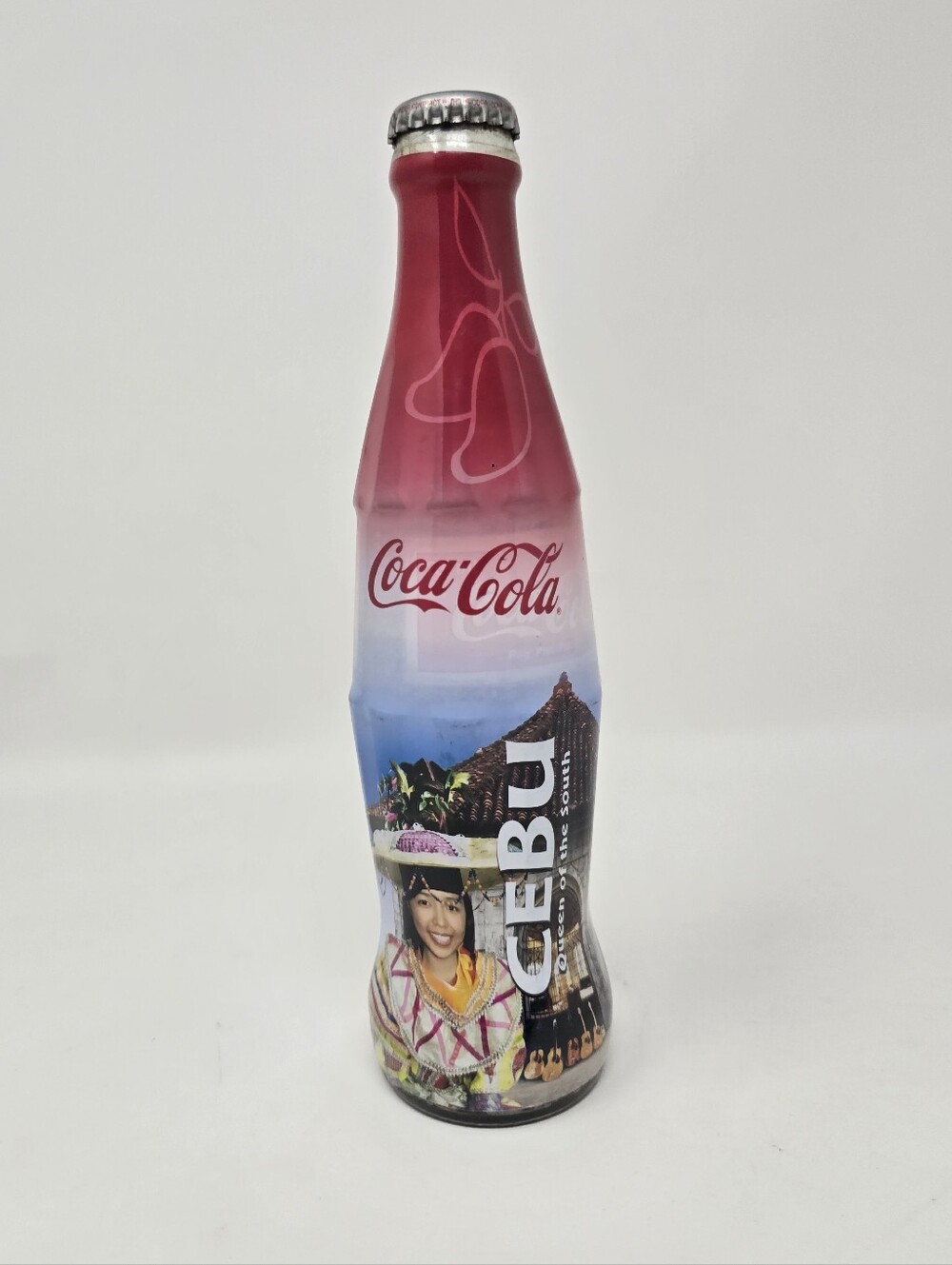 Limited Edition Cebu Queen of the South Coca Cola Glass Bottle Philippines 9.5"